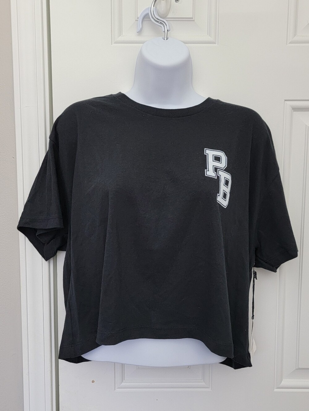 NWT Pure Barre Women's XL Black Short Sleeve Cropped T Shirt Pilates Workout